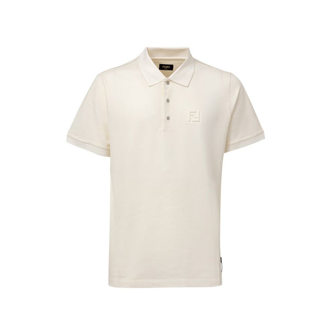 Fendi White Cotton Polo Shirt