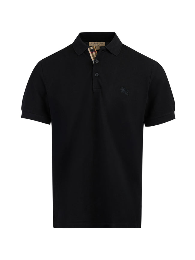 Burberry Black Cotton Collared Polo Shirt