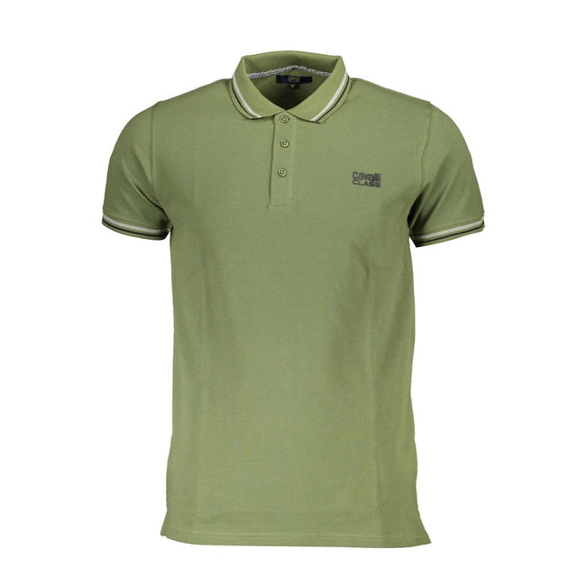 Cavalli Class Green Cotton Men Polo Shirt