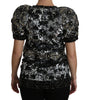 Dolce & Gabbana Sequined Crystal Embellished Crew Neck Top