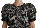 Dolce & Gabbana Sequined Crystal Embellished Crew Neck Top