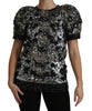 Dolce & Gabbana Sequined Crystal Embellished Crew Neck Top