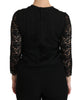 Dolce & Gabbana Elegant Black Lace Crew Neck Blouse