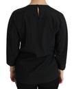 Dolce & Gabbana Elegant Black Silk Stretch Embroidered Top