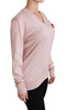 Dolce & Gabbana Pink Floral Silk V-Neck Sweater
