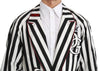 Dolce & Gabbana Elegant Belted Robe Nightgown in Black & White