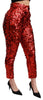 Dolce & Gabbana Elegant High-Waist Cropped Red Trousers
