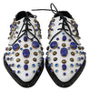 Dolce & Gabbana Elegant White Leather Dress Shoes With Crystals