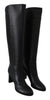 Jimmy Choo Elegant Black Calf Leather Heeled Boots