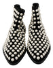 Dolce & Gabbana Chic Black Suede Ankle Boots with Pearls