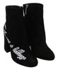 Dolce & Gabbana Embroidered Ankle Boots in Lambskin Suede
