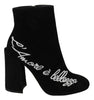 Dolce & Gabbana Embroidered Ankle Boots in Lambskin Suede