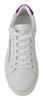 Dolce & Gabbana Chic White Leather Sneakers with Purple Accents