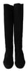 Dolce & Gabbana Elegant Black Suede Knee High Boots