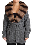 Dolce & Gabbana Elegant Cashmere Cardigan with Rabbit Fur Collar