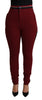 Dolce & Gabbana High-Waist Embroidered Red Skinny Trousers