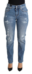 Dolce & Gabbana Chic High-Waisted Tattered Skinny Jeans
