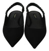 Dolce & Gabbana Elegant Silk Blend Slingback Flats with Crystals