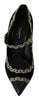 Dolce & Gabbana Elegant Gold-Embroidered Black Velvet Pumps