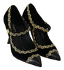 Dolce & Gabbana Elegant Gold-Embroidered Black Velvet Pumps
