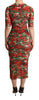 Dolce & Gabbana Elegant Red Floral Midi Sheath Dress