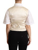Dolce & Gabbana Beige Silk Blend Sleeveless Vest Luxury Waistcoat