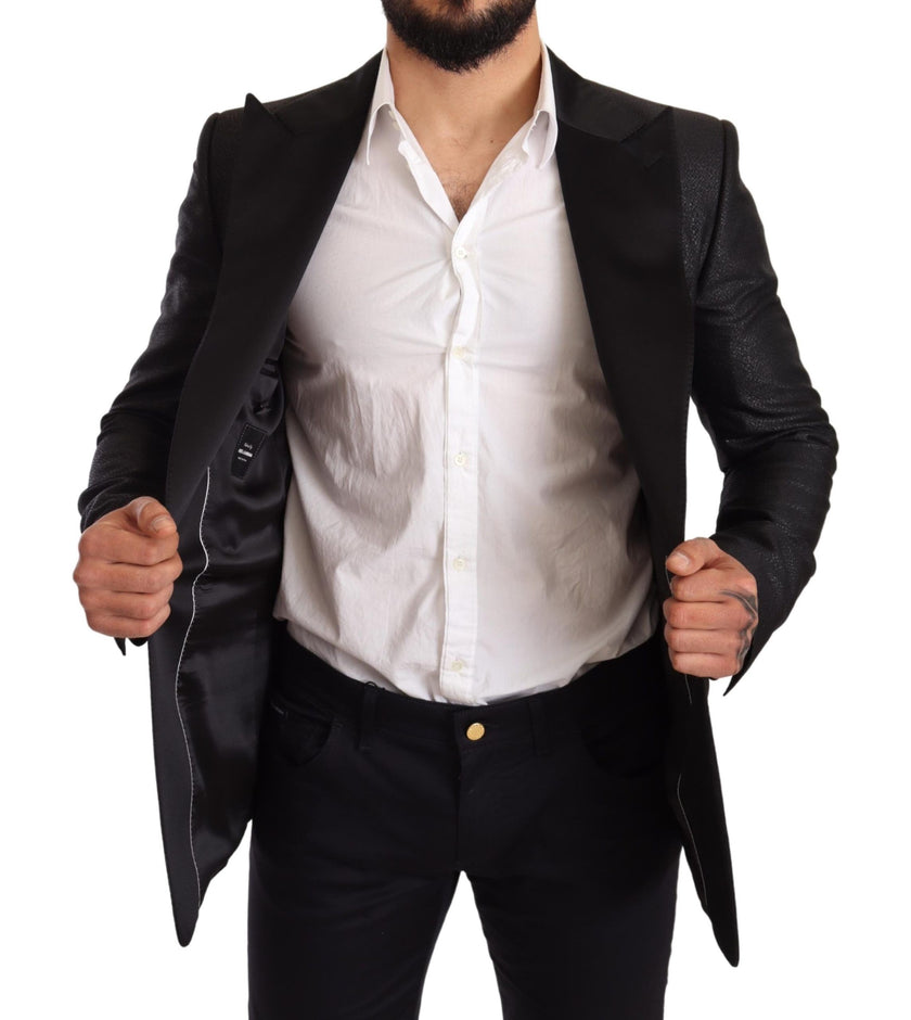 Dolce & Gabbana Elegant Black Metallic Slim Fit Blazer Jacket