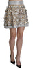 Dolce & Gabbana Silver Embellished High Waist Mini Skirt