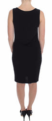 Roccobarocco Elegant Black Sheath Jersey Knee-Length Dress