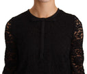 Dolce & Gabbana Elegant Black Floral Lace Long Sleeve Top