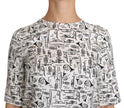 Dolce & Gabbana Elegant Trumpet Print Silk Blouse Top