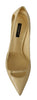 Dolce & Gabbana Chic Pointed Toe Leather Pumps in Sunshine Yellow