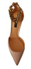 Dolce & Gabbana Elegant Beige Silk Ankle Strap Pumps