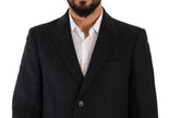 Dolce & Gabbana Elegant Dark Grey Woolen Overcoat