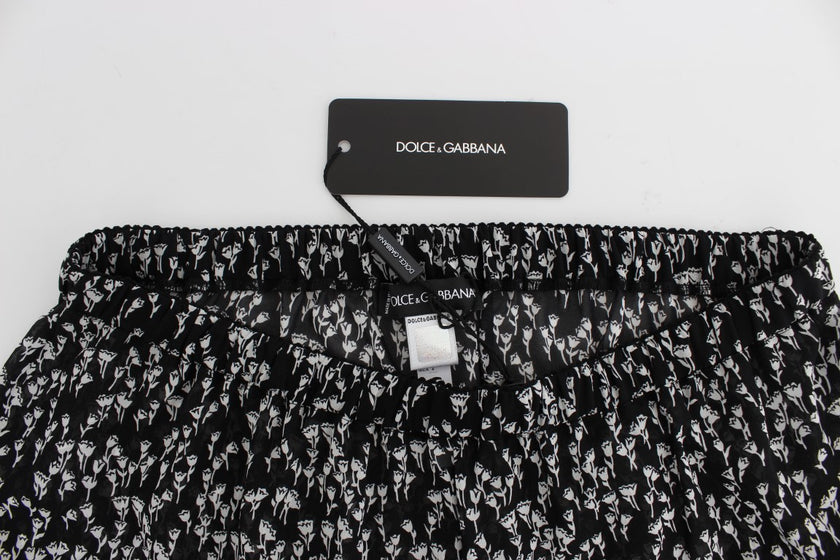 Dolce & Gabbana Elegant Black & White Floral Lace Silk Shorts