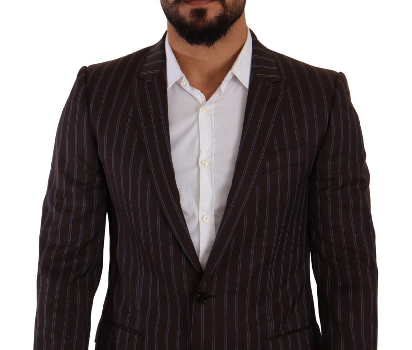 Dolce & Gabbana Elegant Maroon Striped Slim Fit Suit