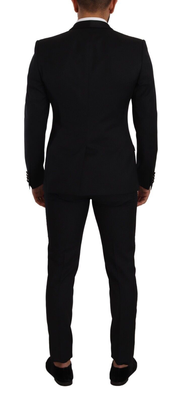 Dolce & Gabbana Elegant Black Patterned Wool-Silk Suit
