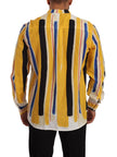 Dolce & Gabbana Elegant Yellow Striped Henley Shirt
