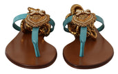Dolce & Gabbana Chic Gladiator Flats with Heart Devotion Detail
