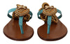 Dolce & Gabbana Chic Gladiator Flats with Heart Devotion Detail
