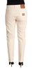 Dolce & Gabbana Chic White Skinny Boyfriend Jeans with Logo Plaque