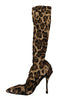Dolce & Gabbana Elegant Leopard Sequin Knee-High Boots