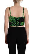 Dolce & Gabbana Elegant Leaf Print Halter Cropped Top