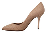 Dolce & Gabbana Elegant Nude Leather Kitten Heels Pumps