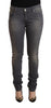 Acht Elegant Dark Gray Skinny Jeans - Low Waist Zip Closure