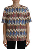 Dolce & Gabbana Chic White Pencil Print Short Sleeve Blouse