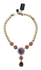 Dolce & Gabbana Elegant Floral Crystal Statement Necklace