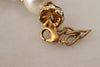 Dolce & Gabbana Elegant Faux Pearl Charm Necklace with Crystal Accents