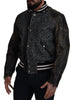 Dolce & Gabbana Multicolor Houndstooth Leather Bomber Jacket