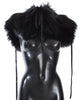 Dolce & Gabbana Elegant Black Fox Fur Silk Shoulder Wrap